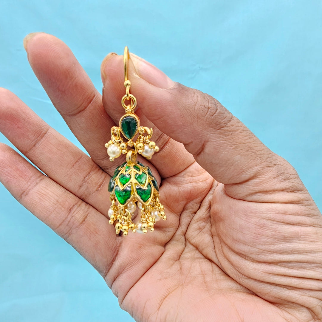 Green Kundan Jhumka