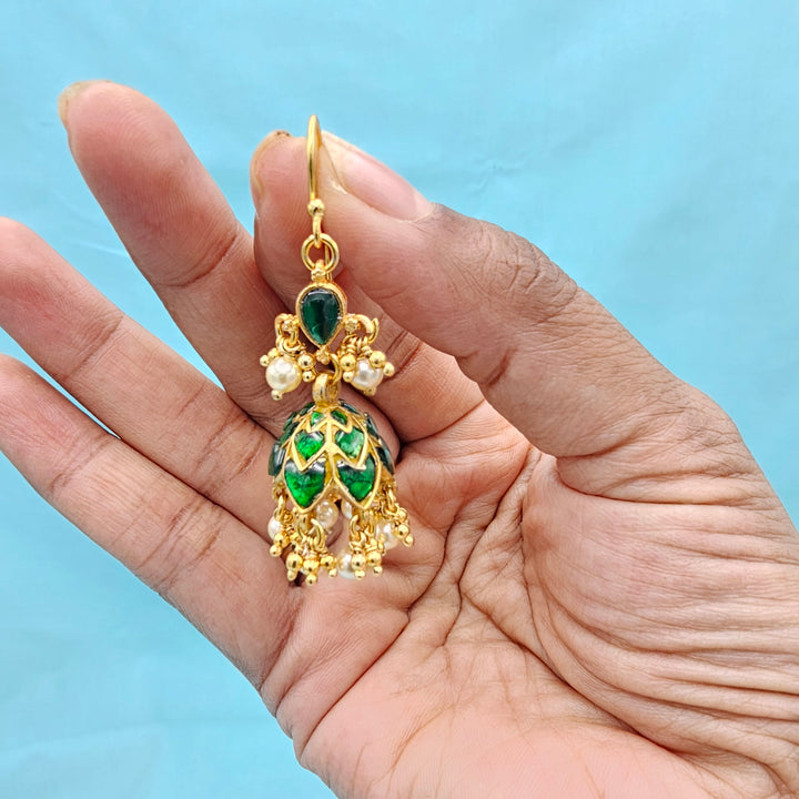 Green Kundan Jhumka