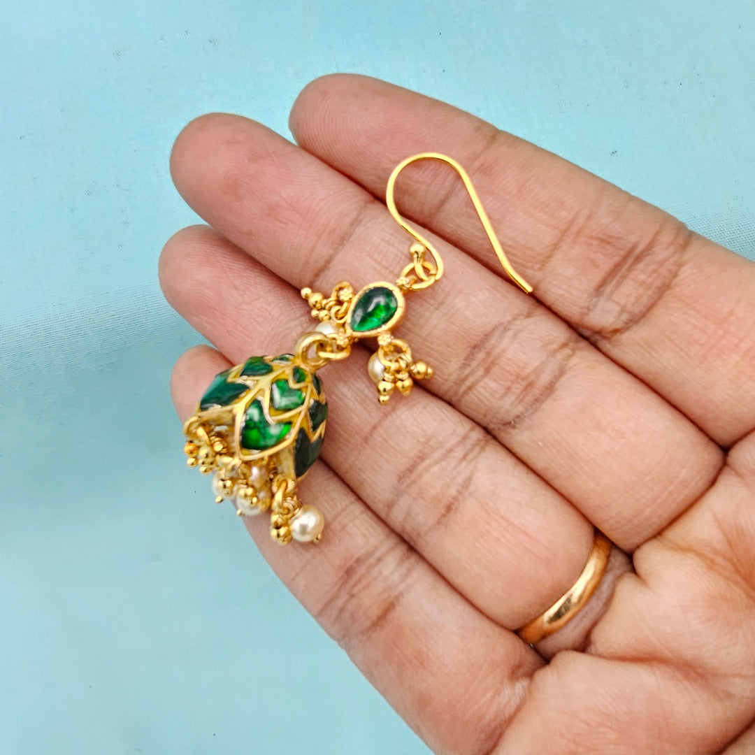 Green Kundan Jhumka