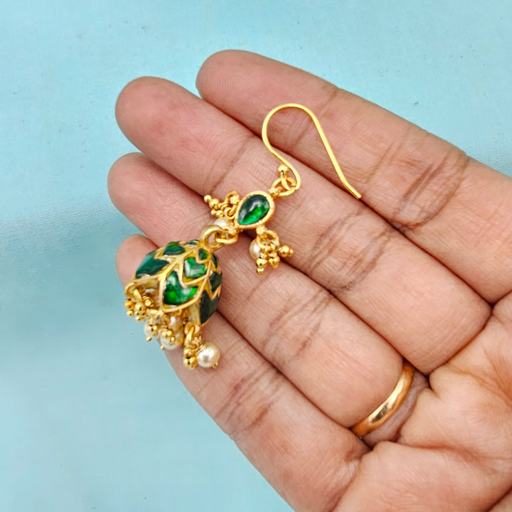 Green Kundan Jhumka
