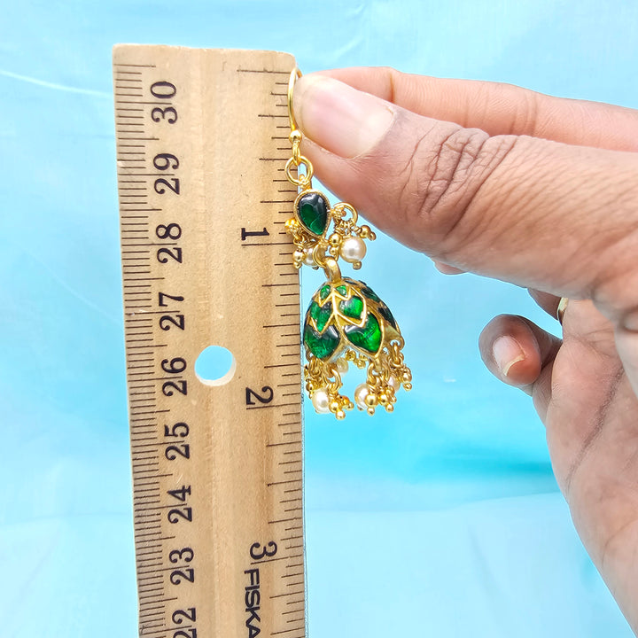 Green Kundan Jhumka