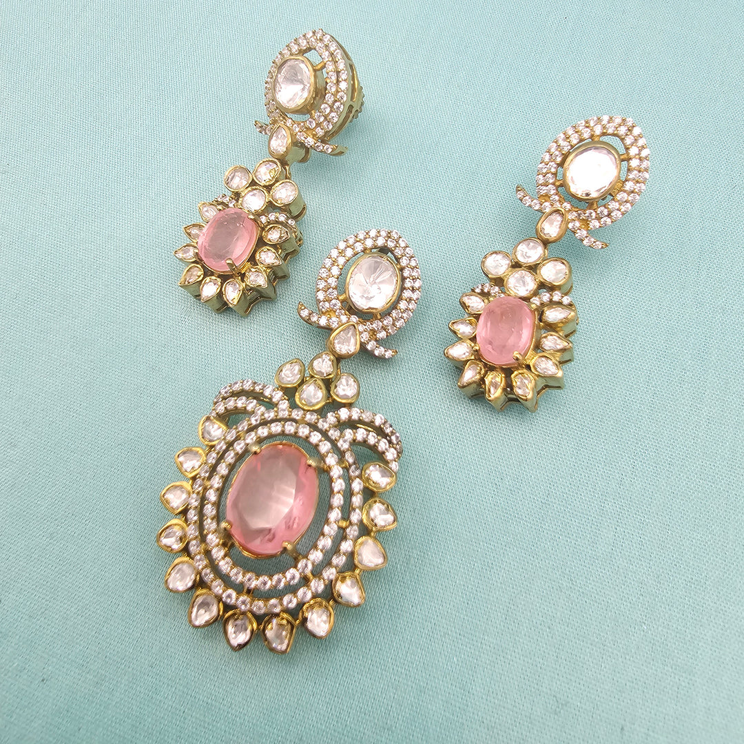 Rose Quarts Pendant Set