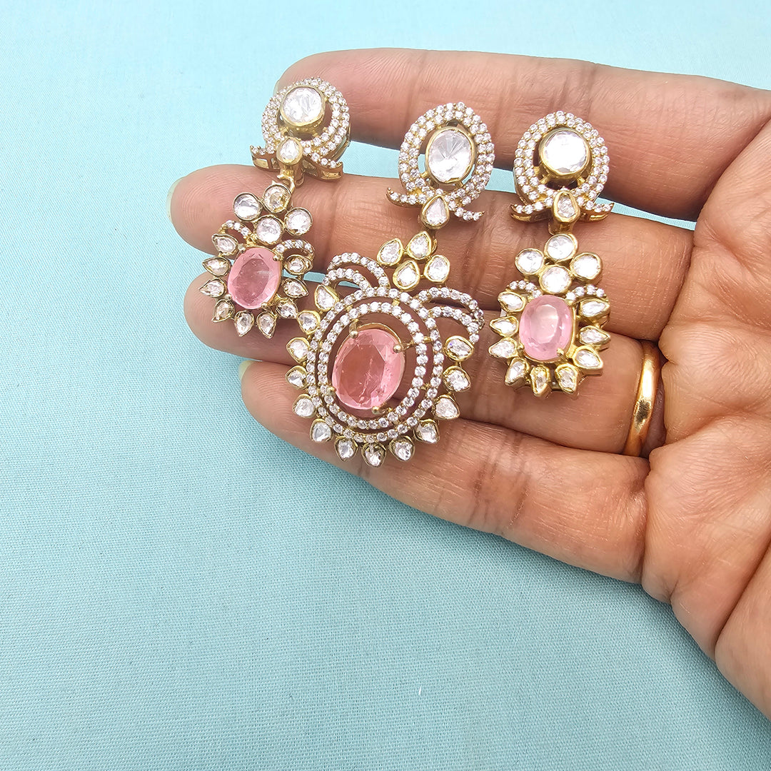 Rose Quarts Pendant Set