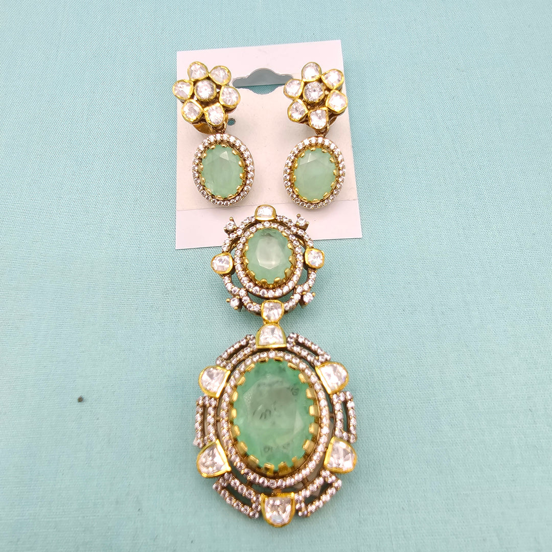 Green Silver Pendant set