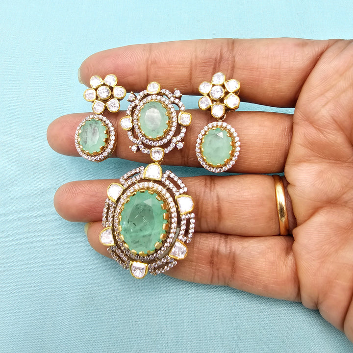 Green Silver Pendant set