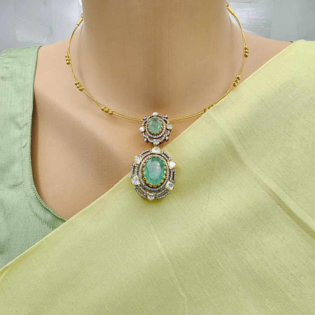 Green Silver Pendant set