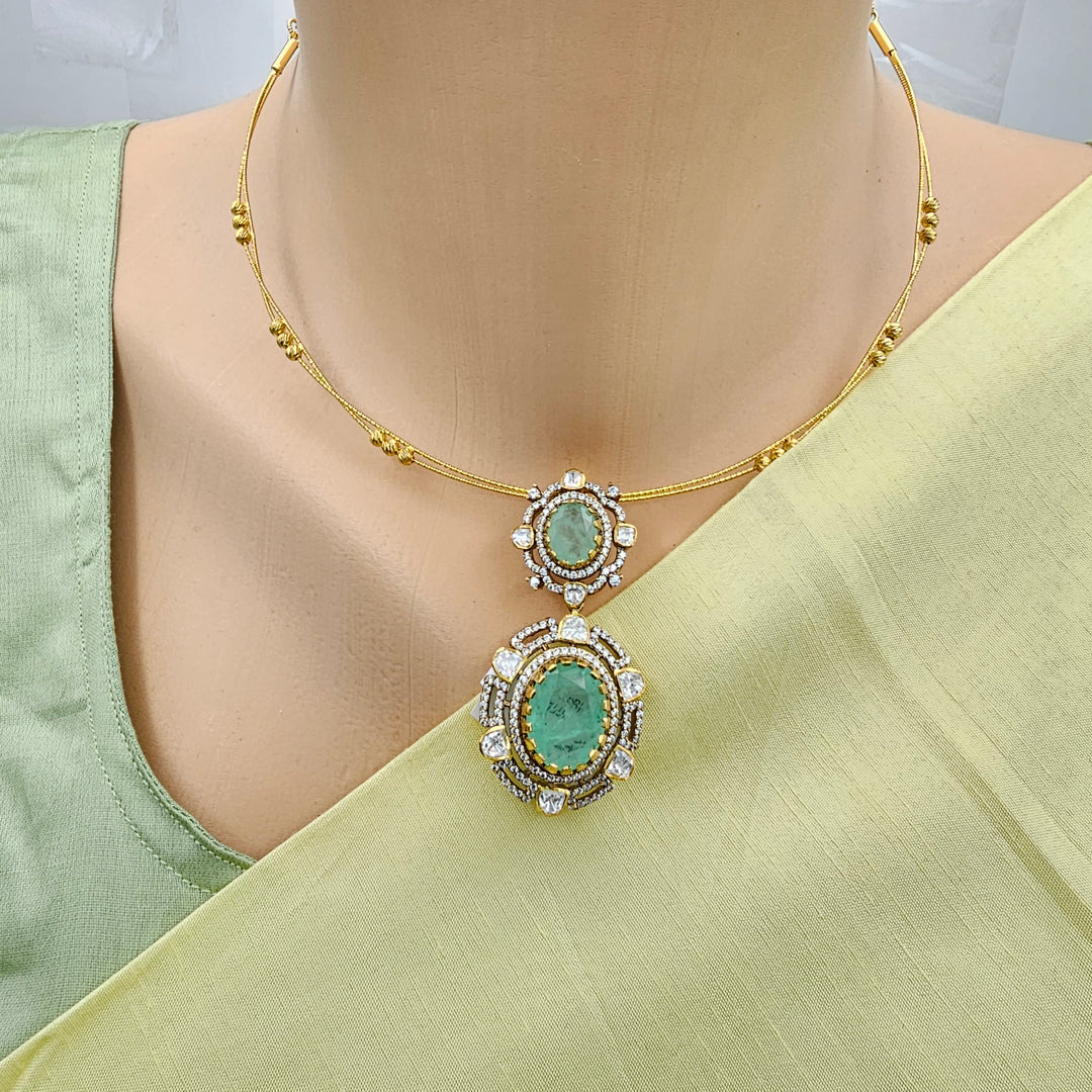 Green Silver Pendant set