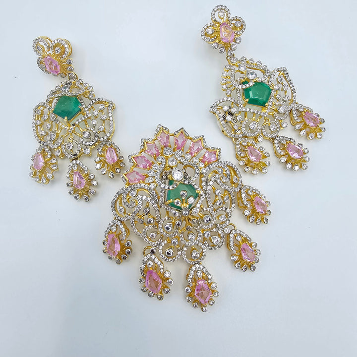 Pink and Green Pendant set