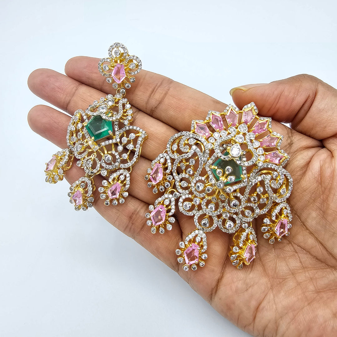 Pink and Green Pendant set