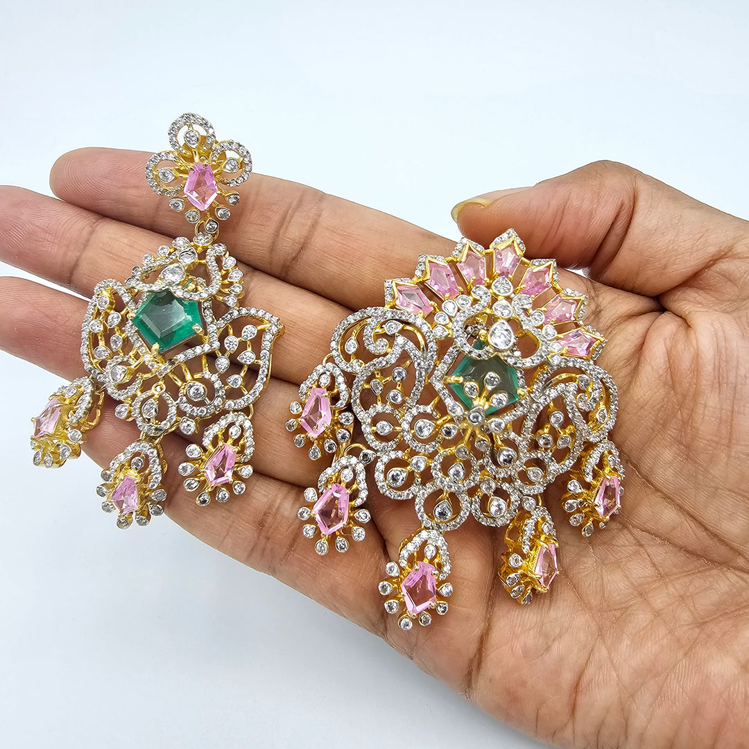 Pink and Green Pendant set