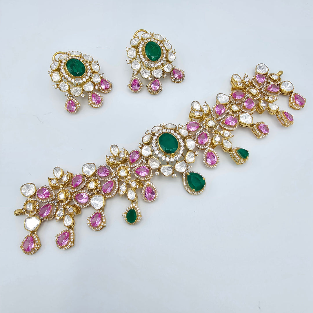 Emerald pumpkin CZ necklace