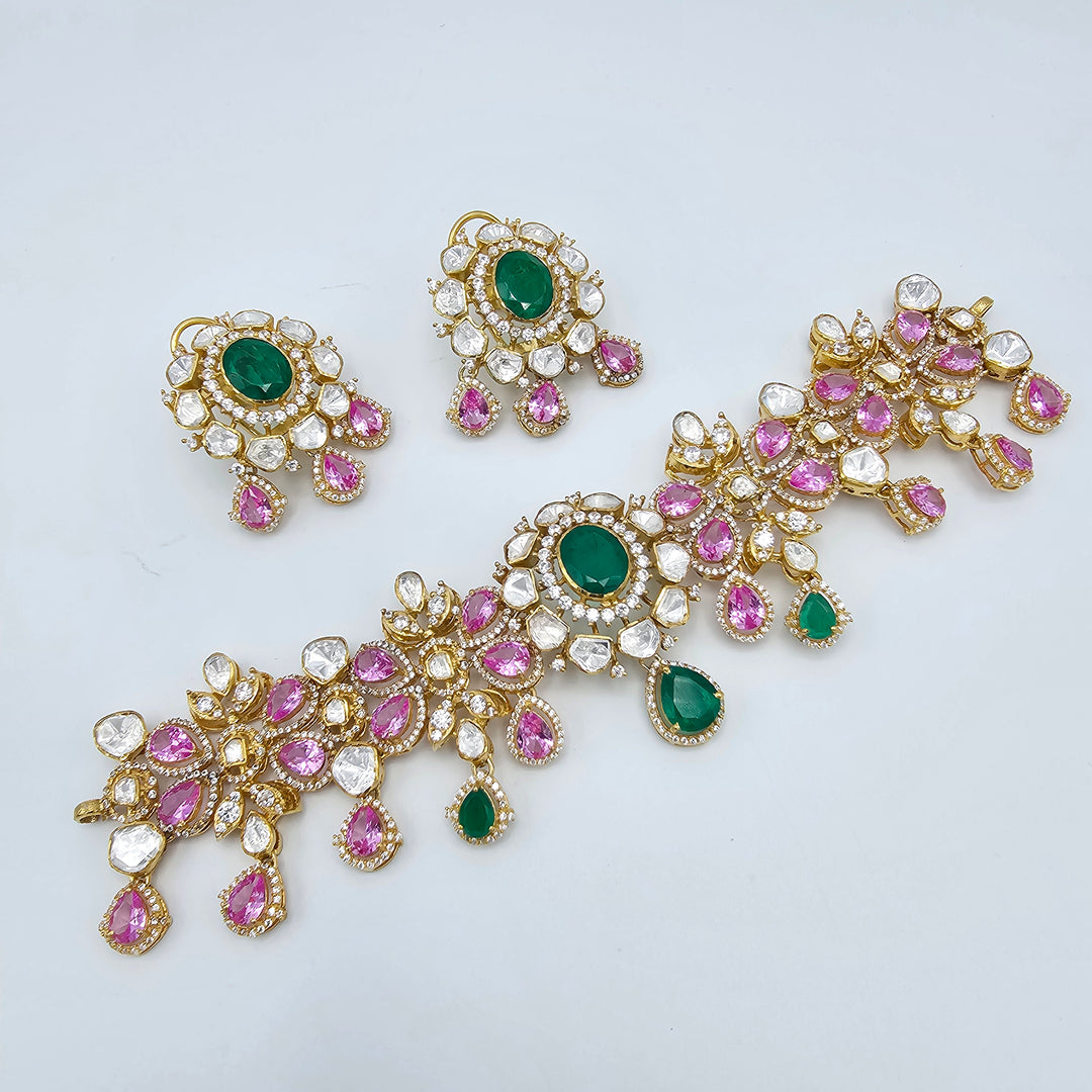 Emerald pumpkin CZ necklace