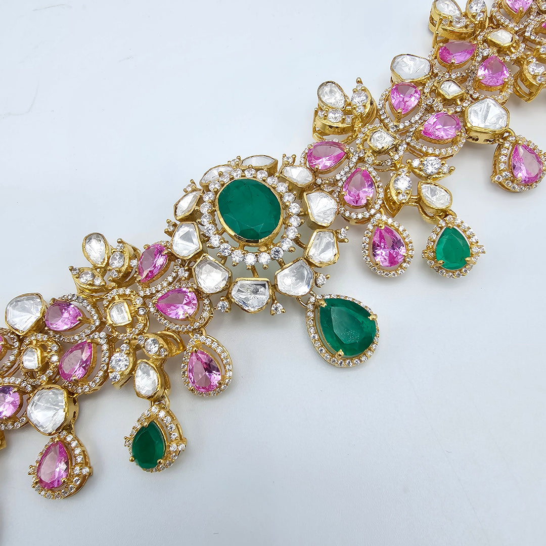 Emerald pumpkin CZ necklace