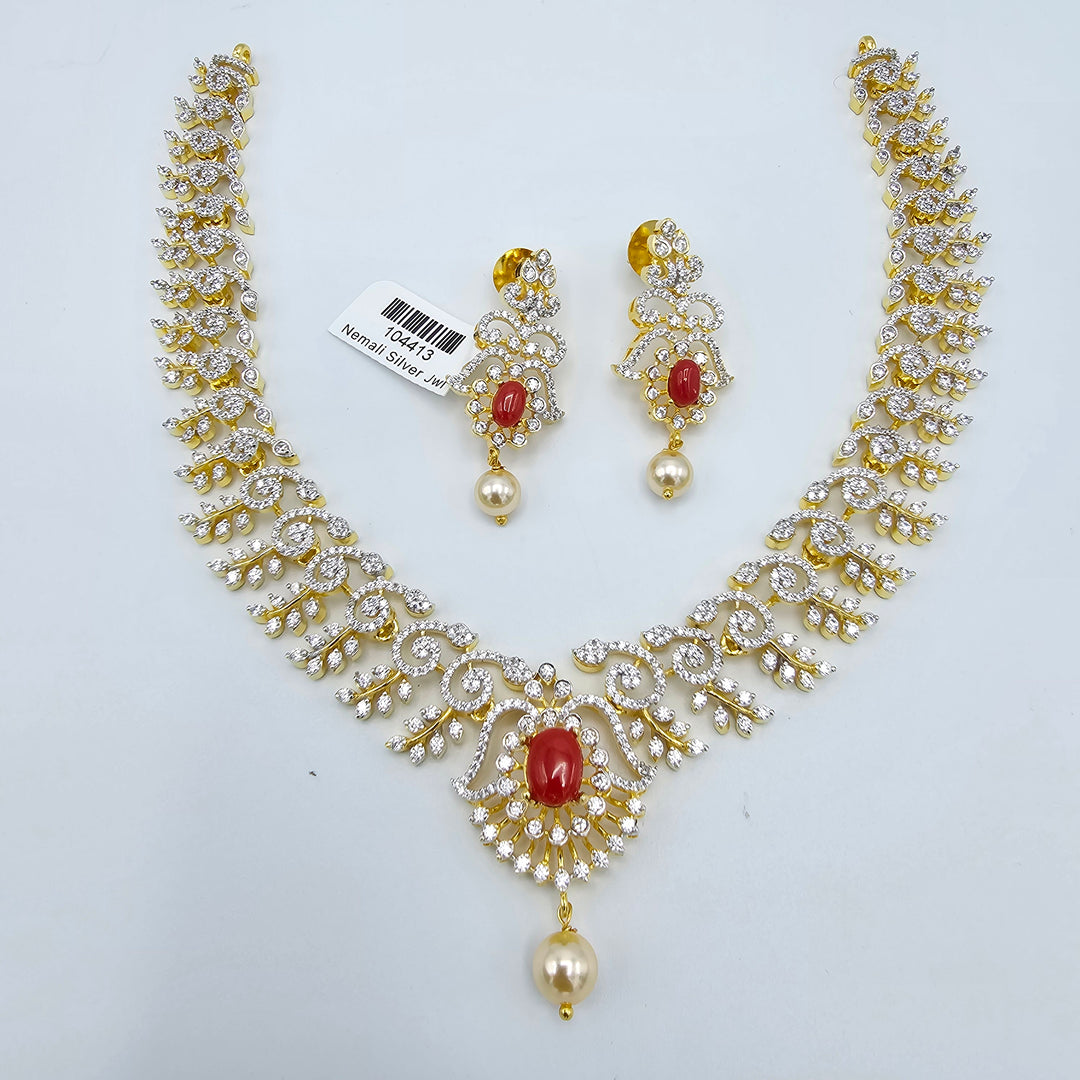 Coral Diamond Necklace