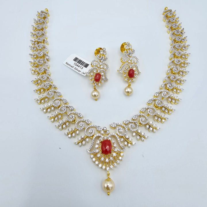 Coral Diamond Necklace
