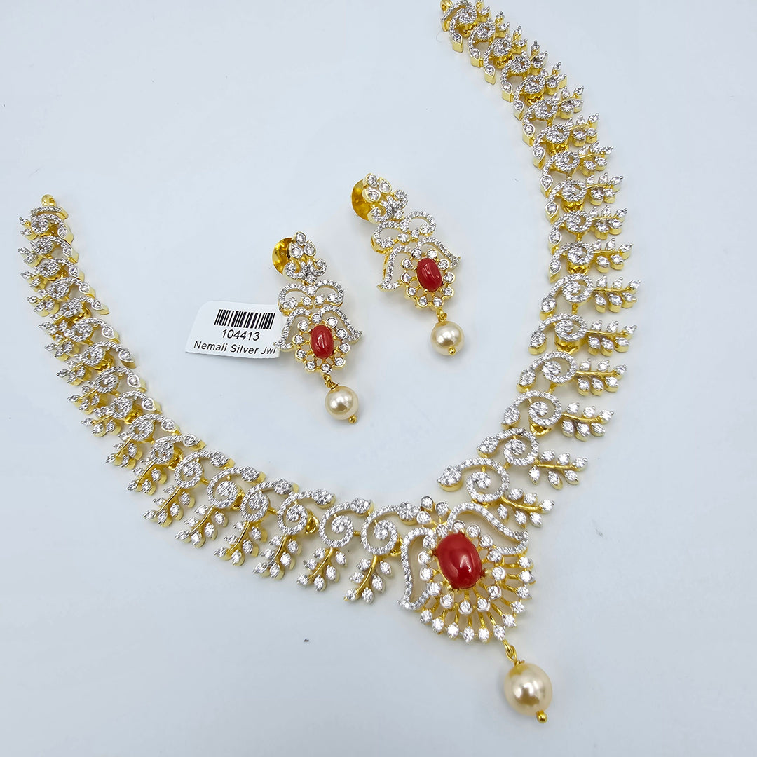 Coral Diamond Necklace