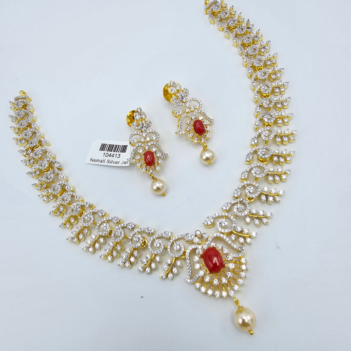 Coral Diamond Necklace