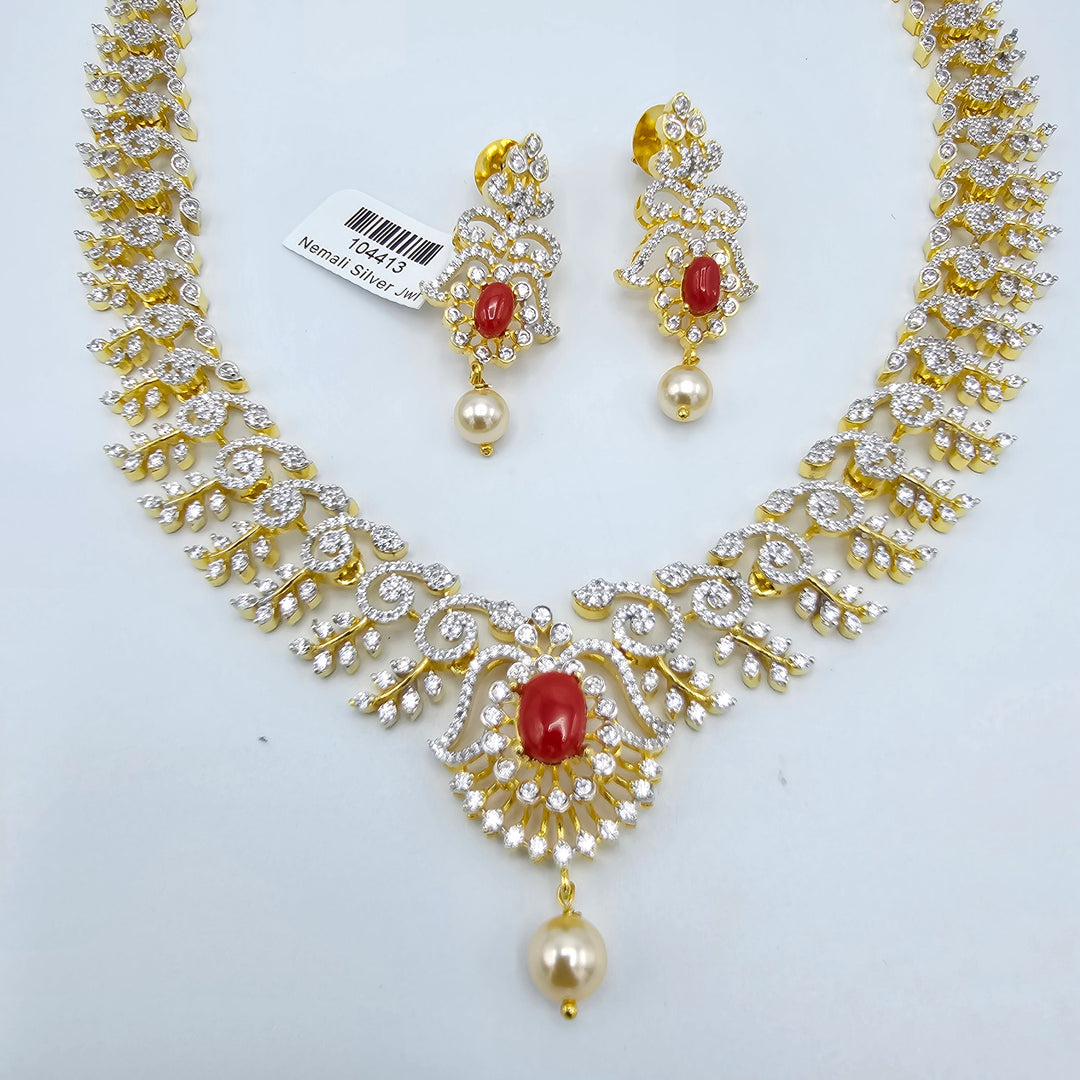 Coral Diamond Necklace