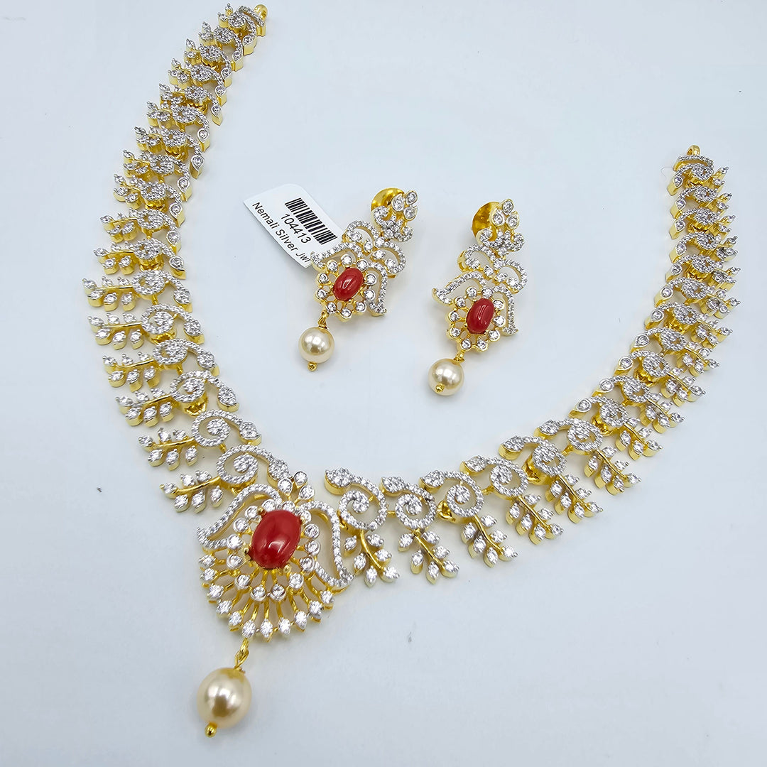 Coral Diamond Necklace