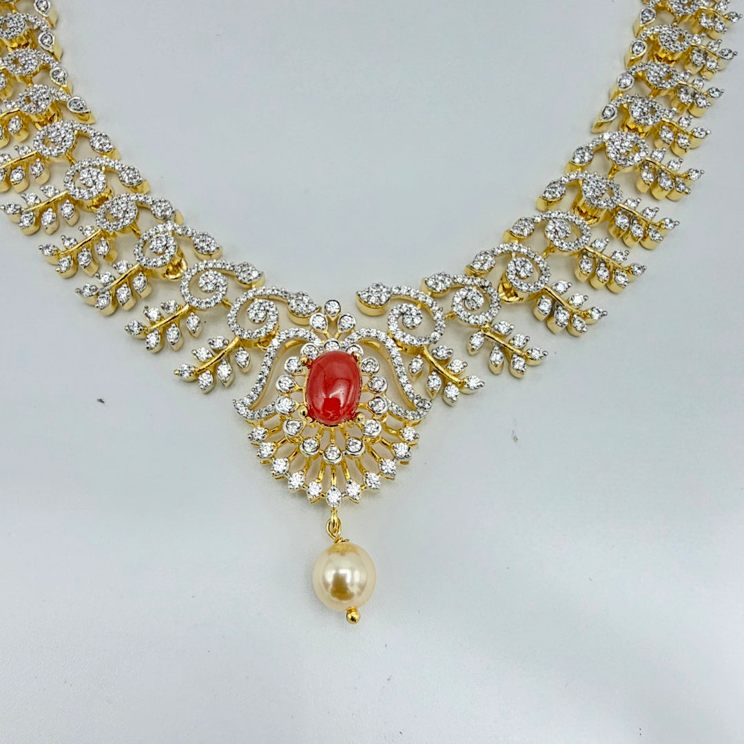 Coral Diamond Necklace