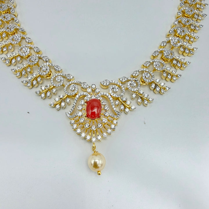 Coral Diamond Necklace