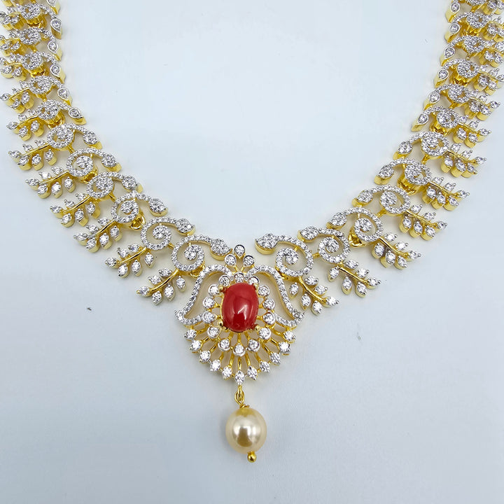 Coral Diamond Necklace