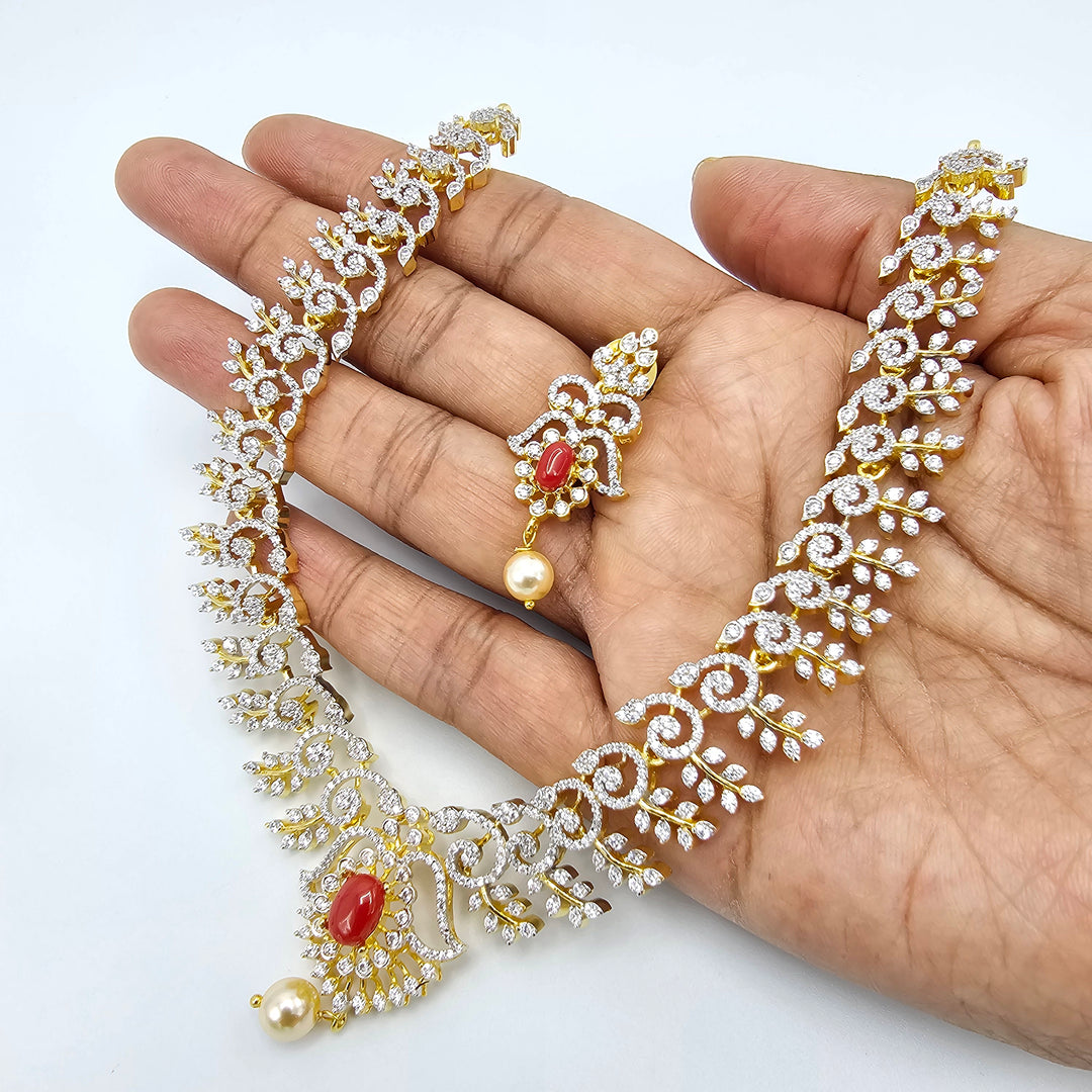 Coral Diamond Necklace