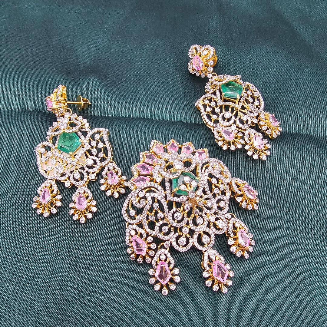 Pink and Green Pendant set