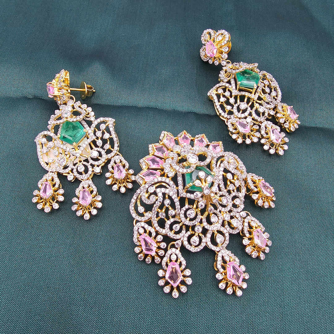 Pink and Green Pendant set