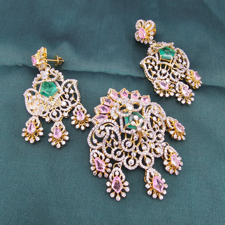 Pink and Green Pendant set