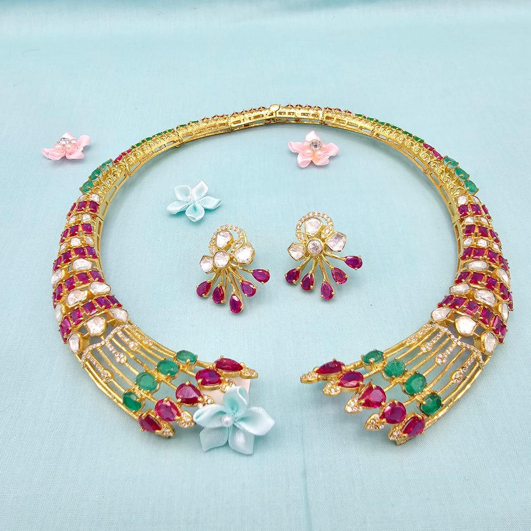 Ruby Emerald Choker Set