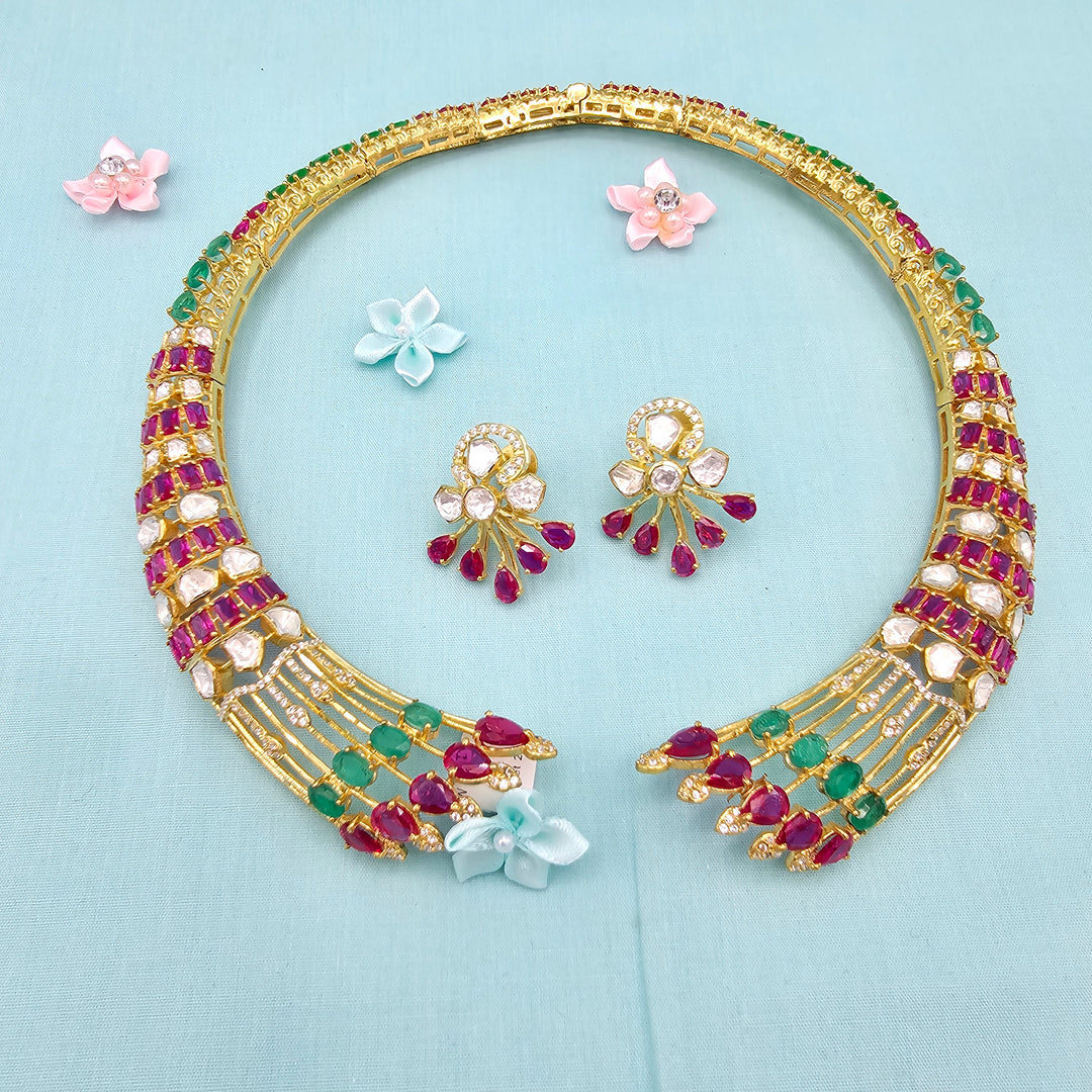 Ruby Emerald Choker Set