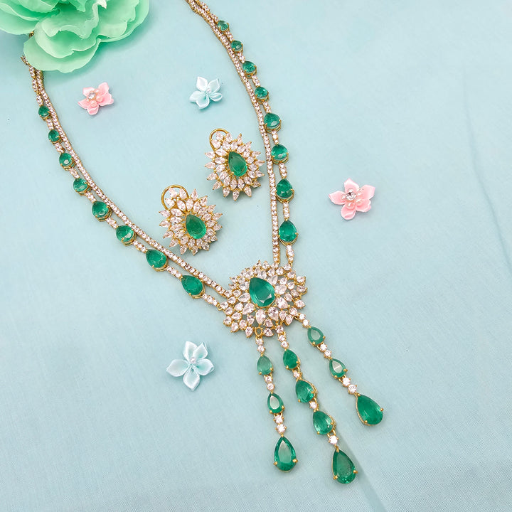 Emerald long Necklace Set