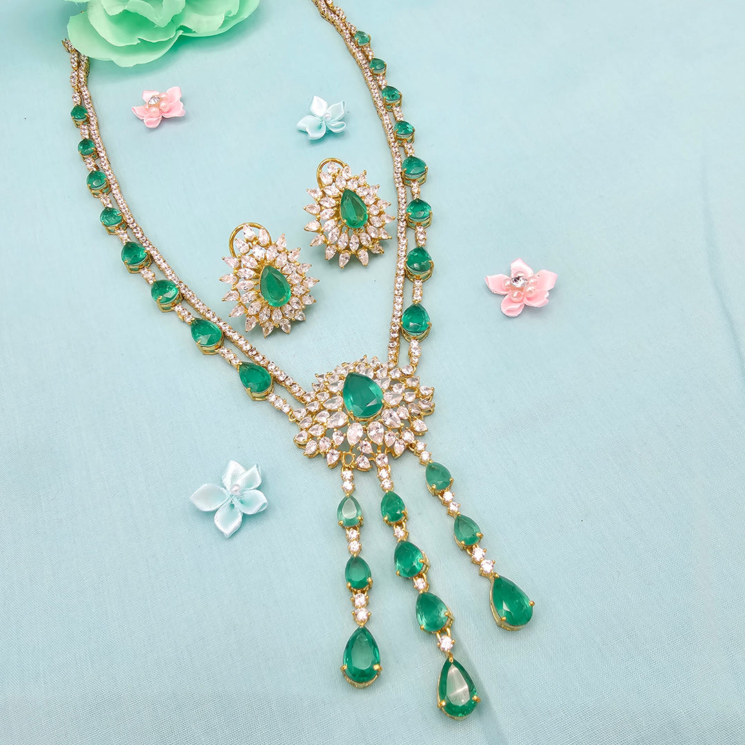 Emerald long Necklace Set