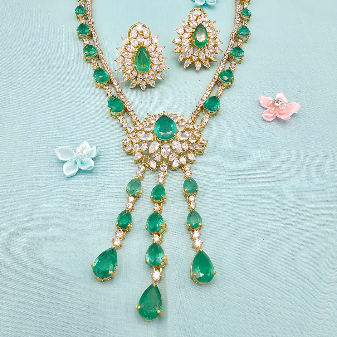 Emerald long Necklace Set