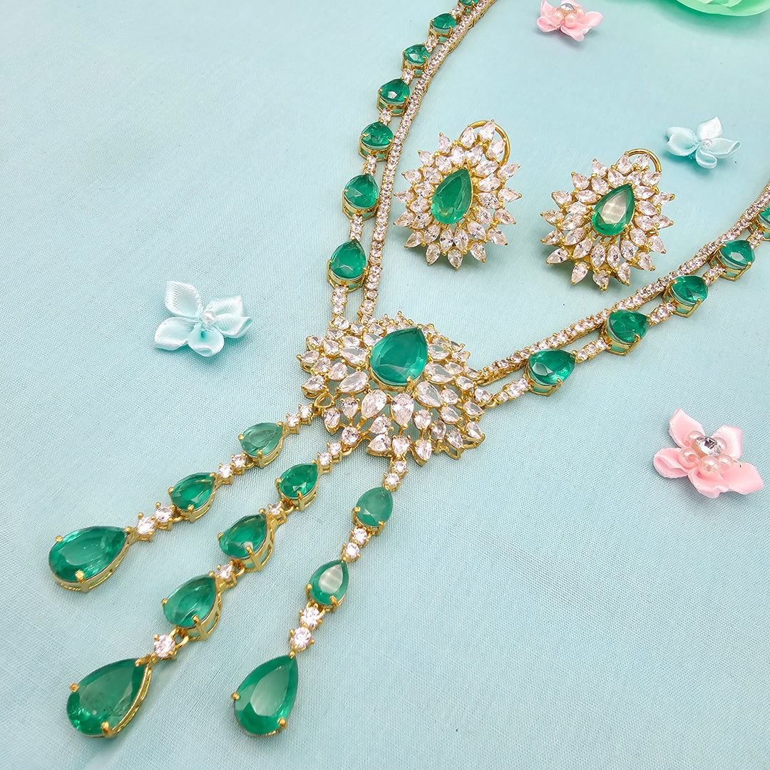 Emerald long Necklace Set