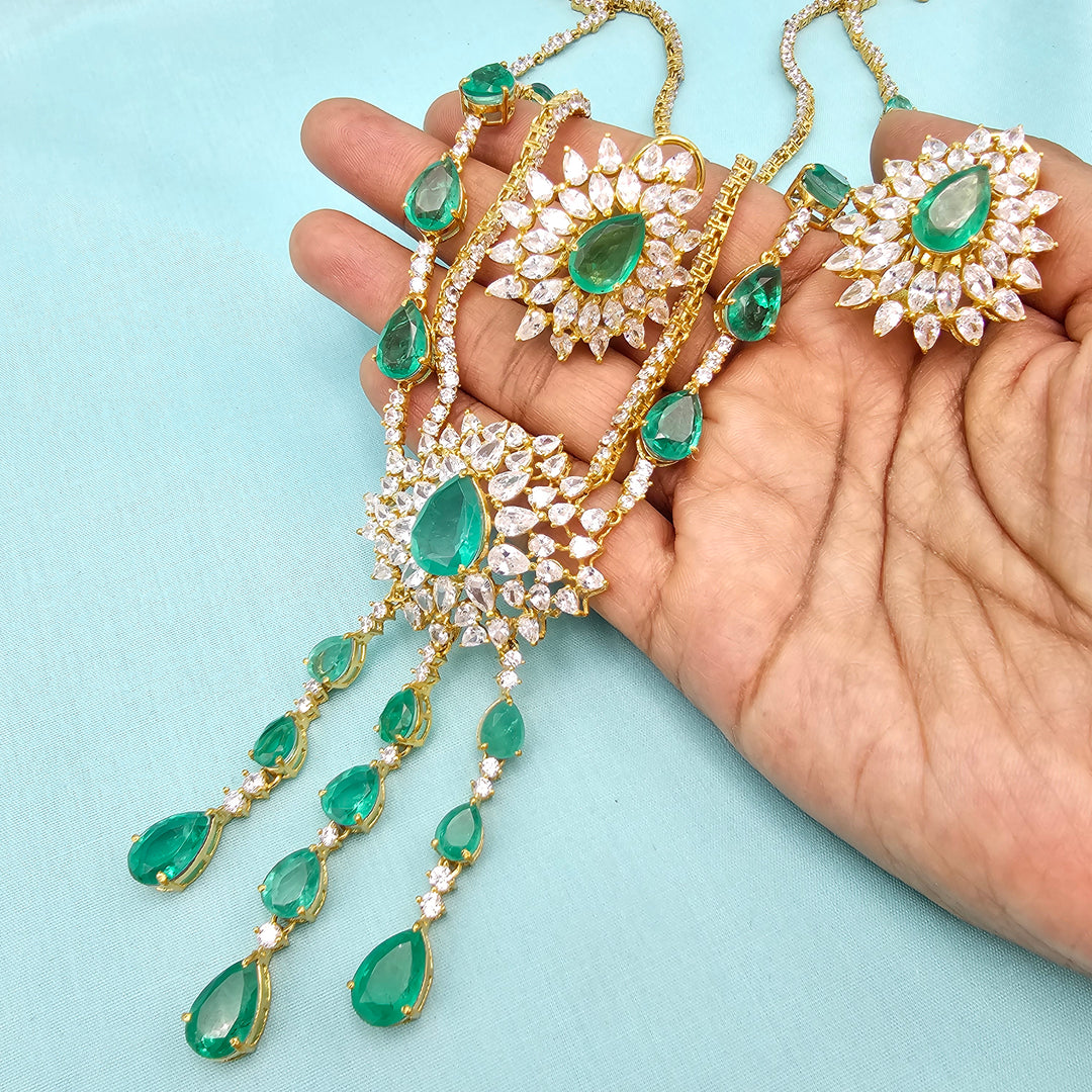 Emerald long Necklace Set