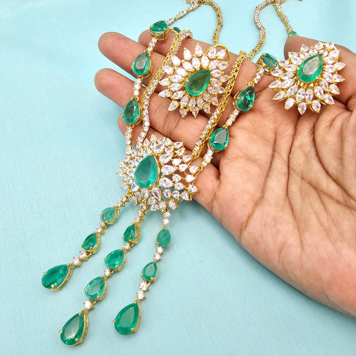 Emerald long Necklace Set