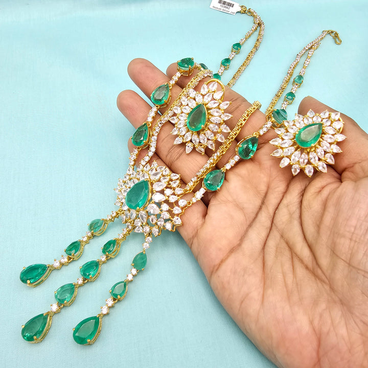 Emerald long Necklace Set