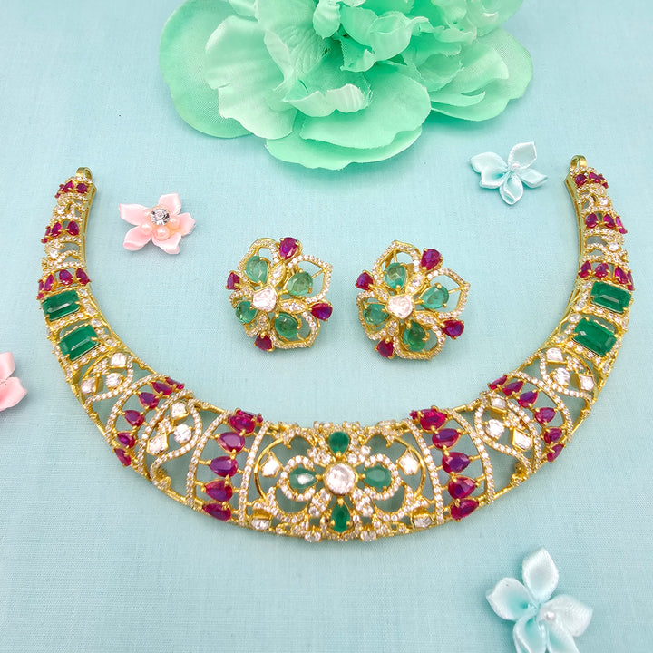 Emerald long Necklace Set