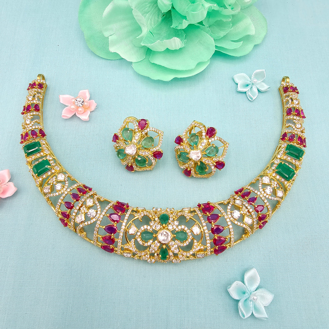Emerald long Necklace Set