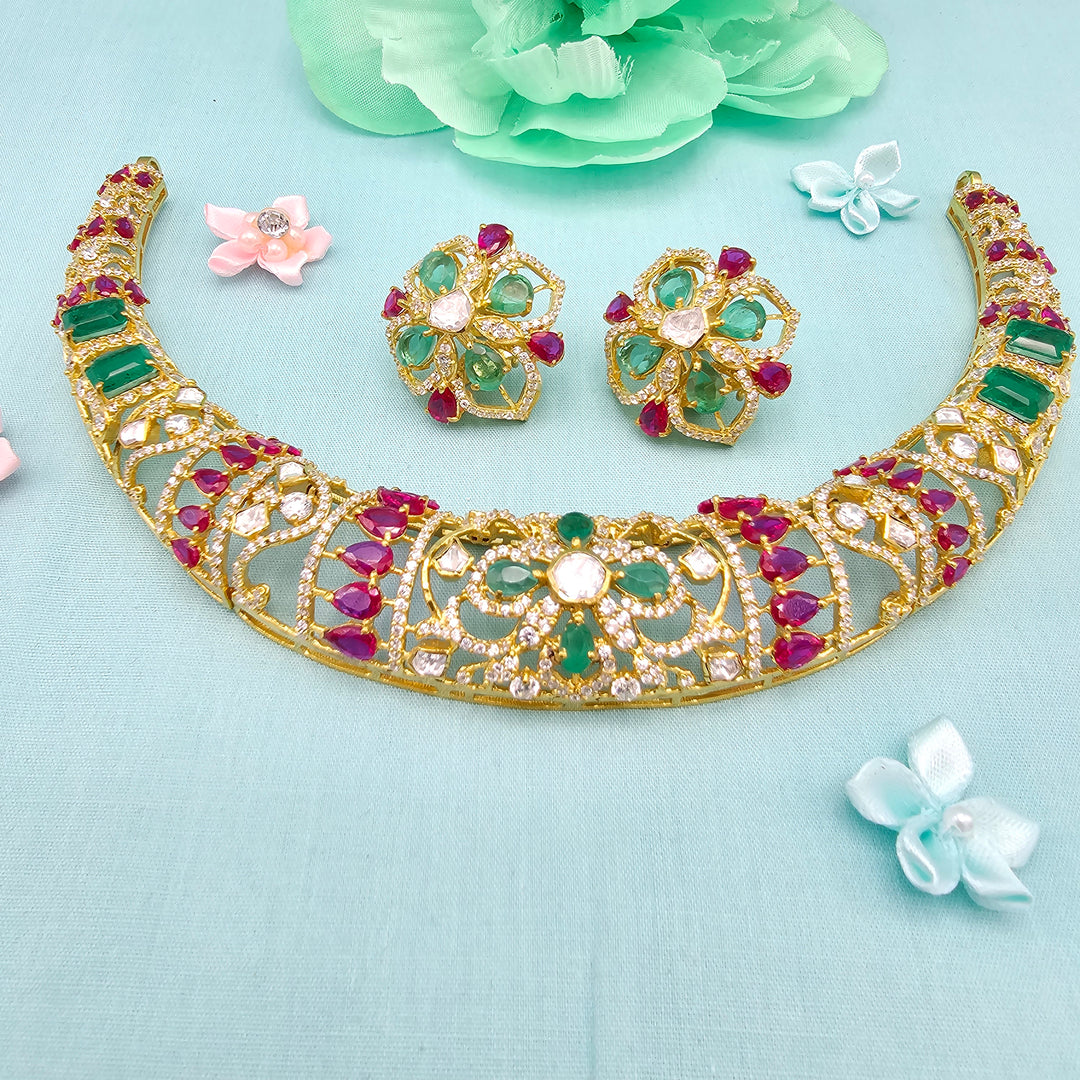 Emerald long Necklace Set