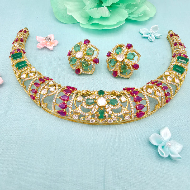 Emerald long Necklace Set