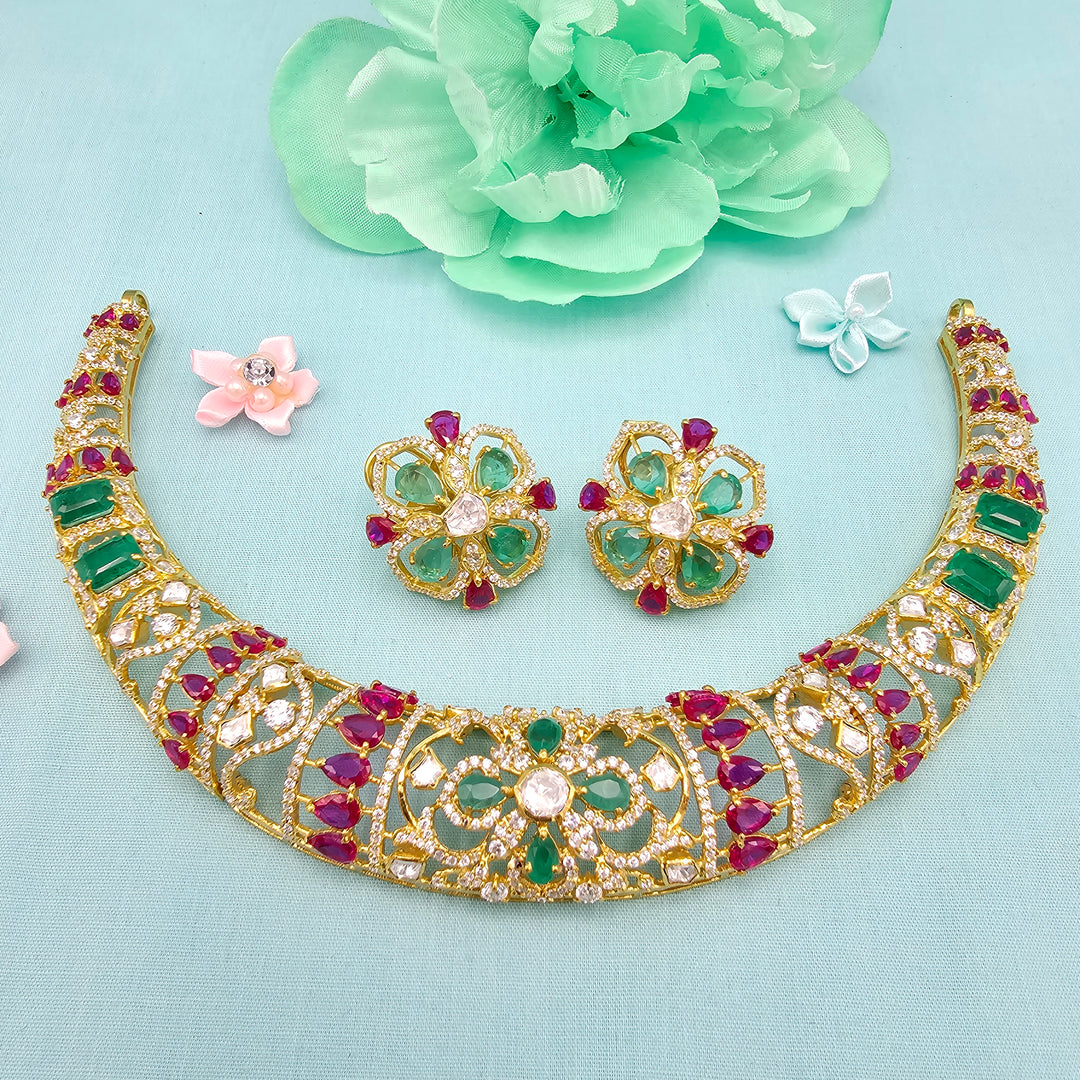 Emerald long Necklace Set