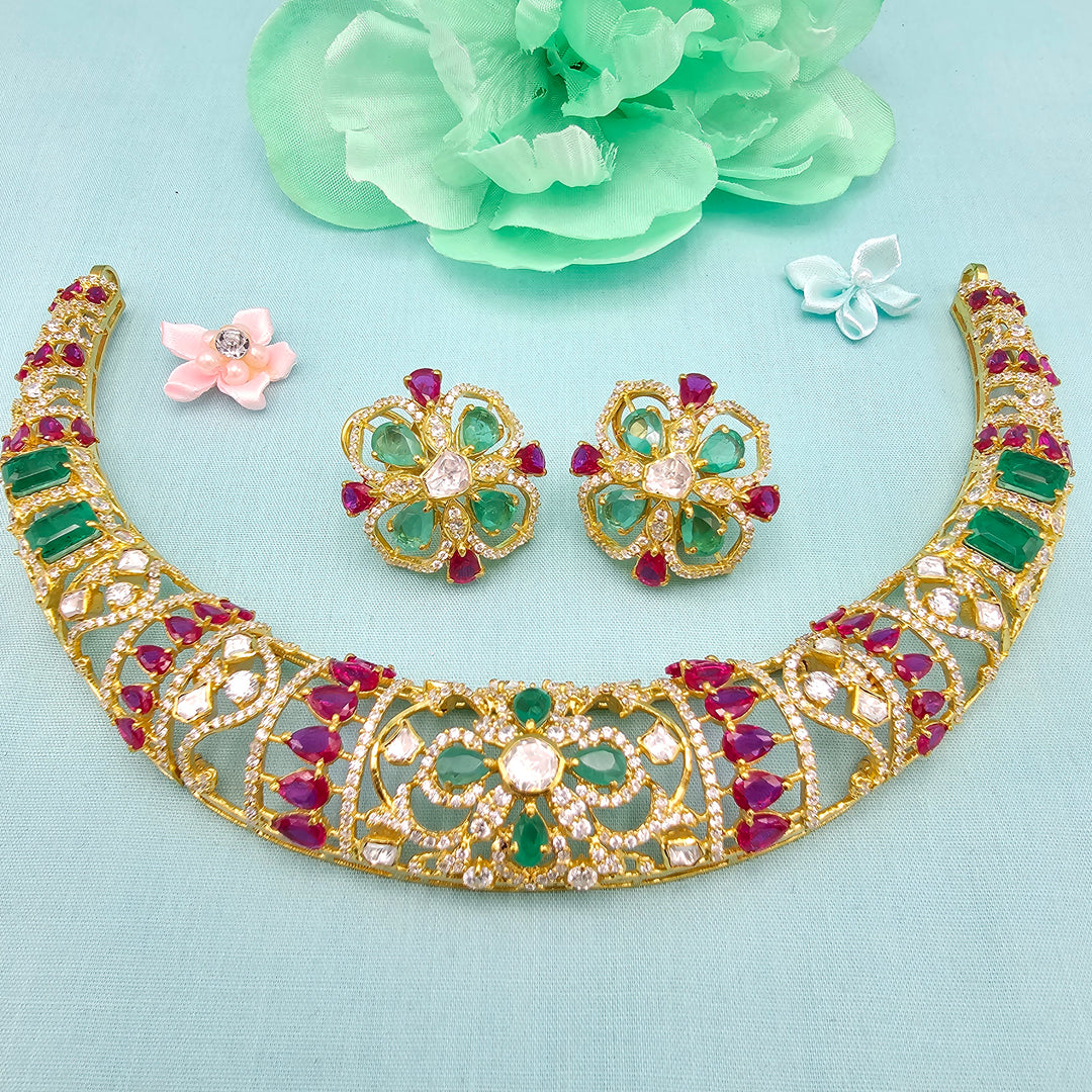 Emerald long Necklace Set