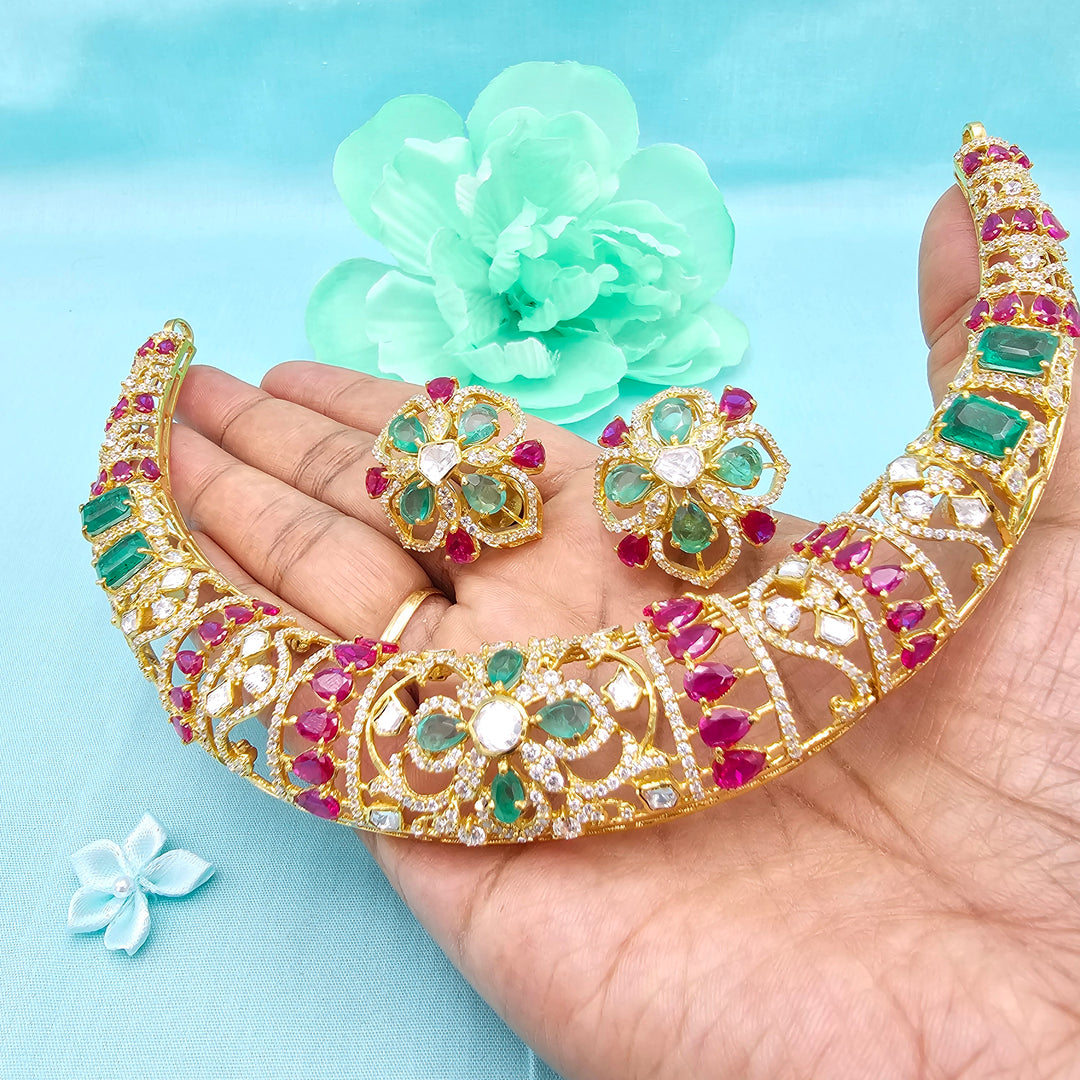 Emerald long Necklace Set