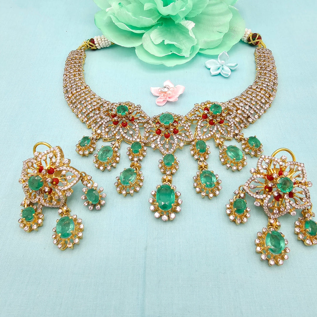 Coral Emerald Necklace