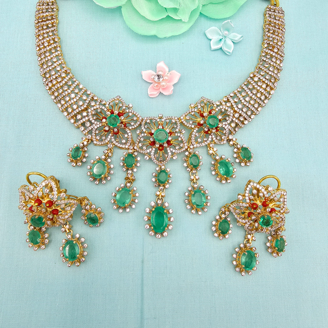 Coral Emerald Necklace