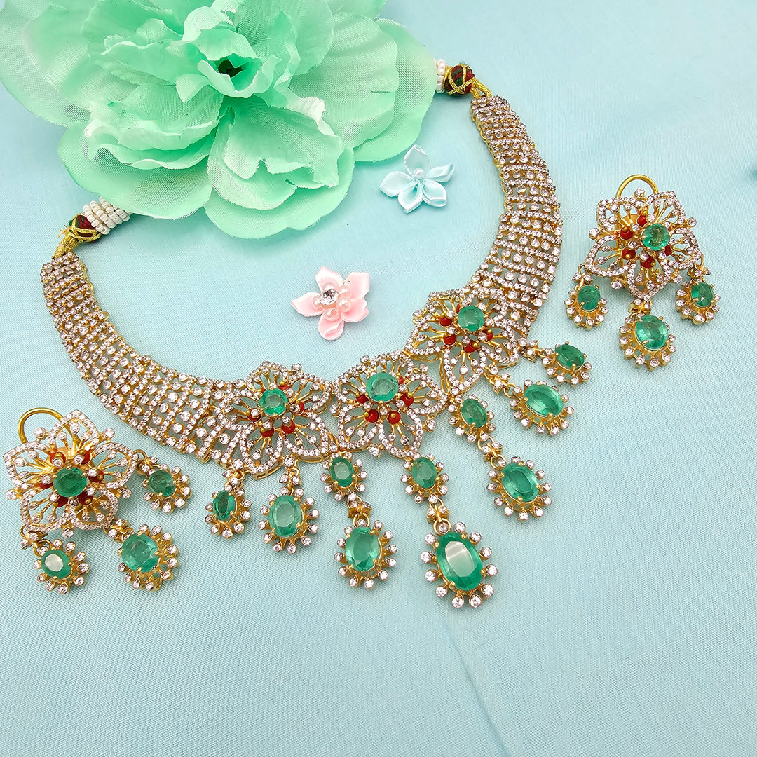 Coral Emerald Necklace