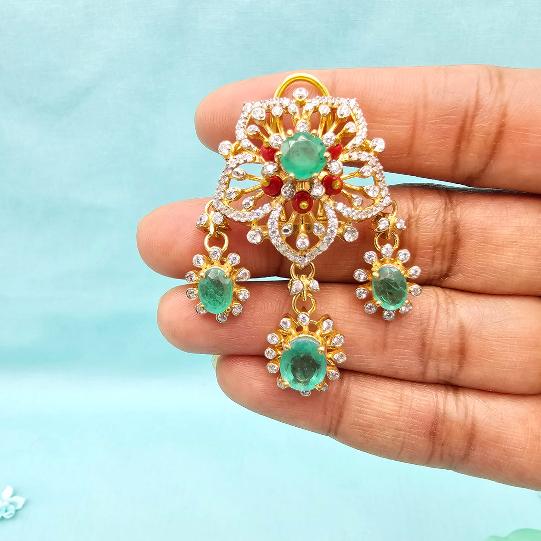 Coral Emerald Necklace